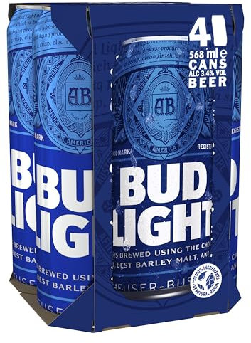 Bud Light Beer, 4 x 568ml cans
