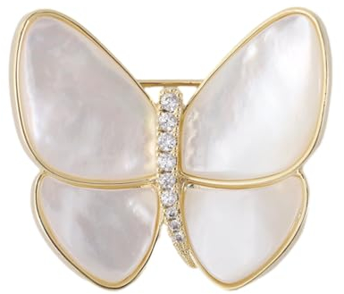 la spilla Spilla a farfalla con conchiglia bianca con strass e diamanti spilla in madreperla bianca corpetto in cristallo spilla per abito oro