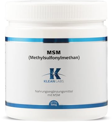 Klean Labs - MSM (Methylsulfonylmethan) Pulver - 500 g Packung - vegan, ohne Gentechnik, glutenfrei - hochreines Pulver ohne Zusätze