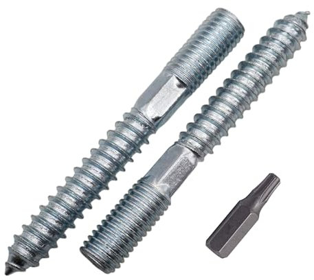 SKIR'CO (4 pièces) Boulons de suspension M10 x 80 mm, Vis à cheville à filetage double extrémité, Boulons à double tête