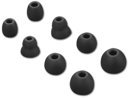 4 Pares Almohadillas de Repuesto Compatible con Beats Powerbeats Pro/Powerbeats 3/Powerbeats 4, 8 Puntas de Silicona para 4mm Auriculares Internos, 4 tamaños (Negro)