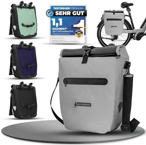 RADGEIST Fahrradtasche für Gepäckträger - Tasche für Fahrrad Gepäckträger - Gepäckträgertasche wasserdicht Umhängetasche (Reflektierend 20L, Einzeln)