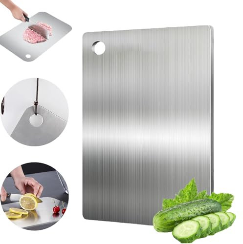 Titanium Cutting Board, Planche à Découper en Titane, Planche a Decouper Inox, Planche à Découper Double Face en Titane de Qualité Alimentaire, pour à Cuisine une Bonne Aide pour Cuisiner (25 * 15)