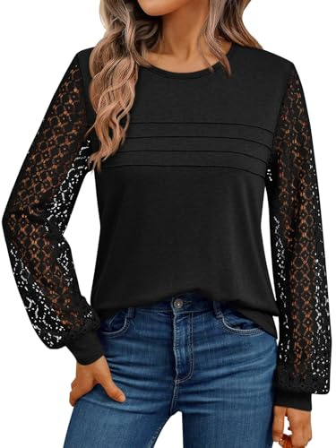 AUTOMET Womens Long Sleeve Tops Dressy Casual Lace Shirts 2026 Fall Fashion