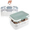 com-four® 2x Partycontainer mit je 2 Etagen und Hebeeinsatz - Kuchen-Transportbox - Lebensmittel-Frischebox - Kuchencontainer mit Tragegriffen - Muffinbehälter (2 Stück pastell blau-grün/blau-grau)