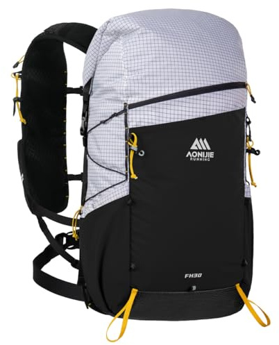 AONIJIE Zaino da arrampicata da 30 l, grande capacità, per campeggio, trekking, alpinismo, bianco, XL