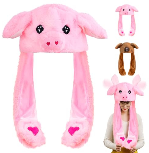 AUNGKWANG Orejas de Animales Saltando Sombrero Cosplay Sombreros, Sombreros Gorro Orejas que se Mueven de Peluche, Sombrero de Peluche de Papá Noel, Cosplay de Navidad, Halloween, Carnaval