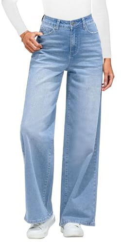 Roskiky Wide Leg Pants for Women UK Cute Clothes for Women L Bay Blue