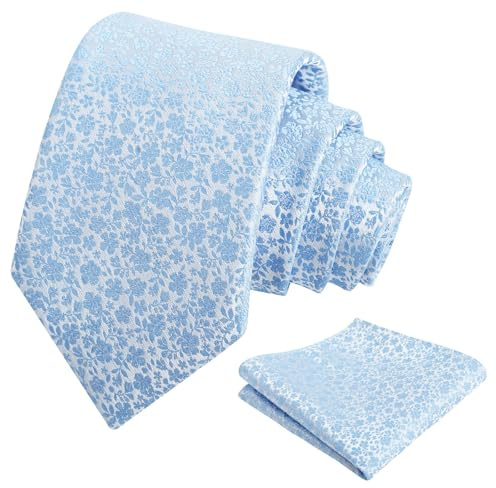 Alizeal Mens Floral Patterned Wedding Party Tie Set | Necktie with Pocket Square, 8cm Colorful Classic Business Design