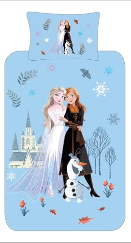 Disney Frozen Duvet Cover Single Bedding Duvet Cover Set for Kids – Official Reversible Polycotton Quilt Cover & Pillowcase – Elsa, Anna & Olaf Design – Girls Bed Linen – Machine Washable (Single)