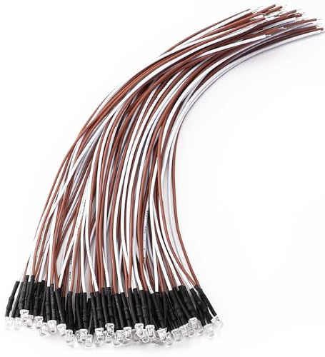YIXISI 40 ST 3mm LED-Dioder, 12V 20cm LED-Förkopplad lampa, Emitterande Dioder Förkopplade, Varmvit