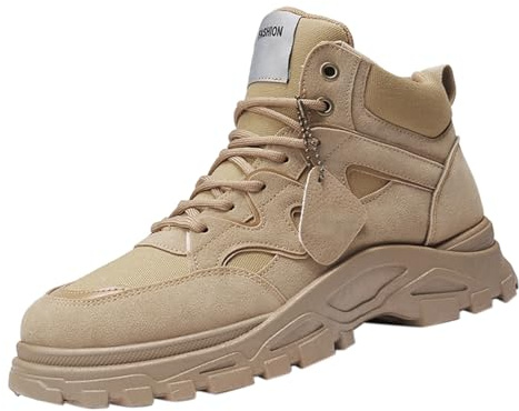 Chaussures d'hiver doublées pour homme - Bottes de neige antidérapantes - Semelle plate - Chaussures de randonnée montantes - Couleur unie - Chaussures de loisirs - Chaussures de marche