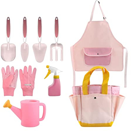 MFMEXUL Set di Attrezzi da Giardino per Bambine - Incoraggia L'esplorazione all'Aria Aperta E La creatività, 9 PZ