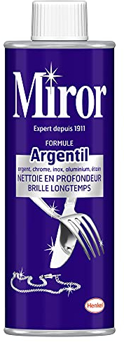 Miror Argentil - Nettoyant Inox, Argent, Chrome, Etain brillant, Nickel, Aluminium Et Acier - Nettoie & Fait Briller - Efficace Pour Argent Et Métal - Anti-oxydant - Fabriqué En France - Facon 250mL