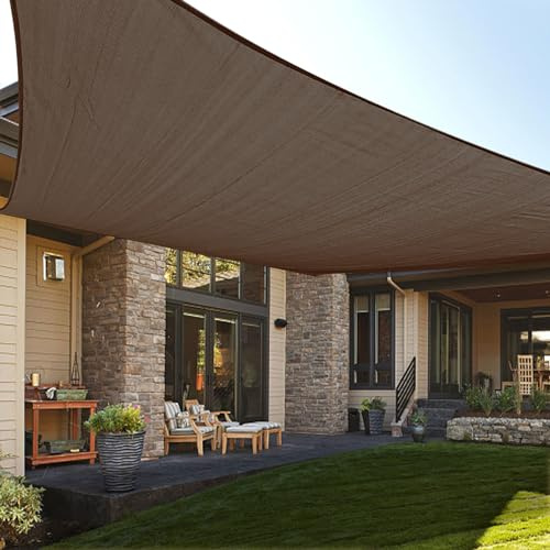LOVE STORY 8' x 12' Rectangle Sun Shade Sail UV Block Sail Shade Sunshade for Outdoor Patio Garden Backyard, Brown (We Make Custom Size)