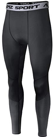AMZSPORT Herren Sport Kompressionshose Laufhose Baselayer Leggings Trainingshose - Schwarz S