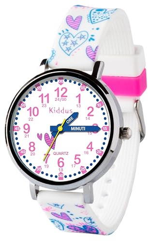 Kiddus Orologio Educativo per Bambino e Bambina dai 5 ai 10 Anni, Impermeabile 5ATM, Orologio Analogico Didattico per Imparare l'Ora, Movimento Giapponese