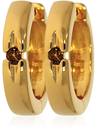 Creolen mit Rauchquarz ca. 0,25 ct. vergoldet