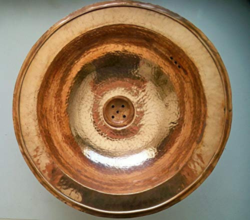 Lavello Rame Rosso Rotondo Marocchino Lavello Lavabo Bagno 38 cm Da Incasso