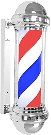 Dioche 4W Palo da Barbiere Professionale, 92cm Palo del Barbiere Luminosa Girevole 50 RPM per Parrucchiere Salone Barber Pole Insegna LED Rotante Rosso Blu Bianco LED Stripe