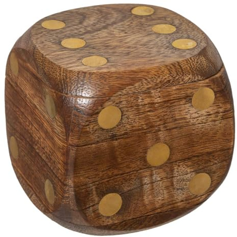 Atmosphera - Jeu de dés - manguier et métal - 6-5x6-5 cm
