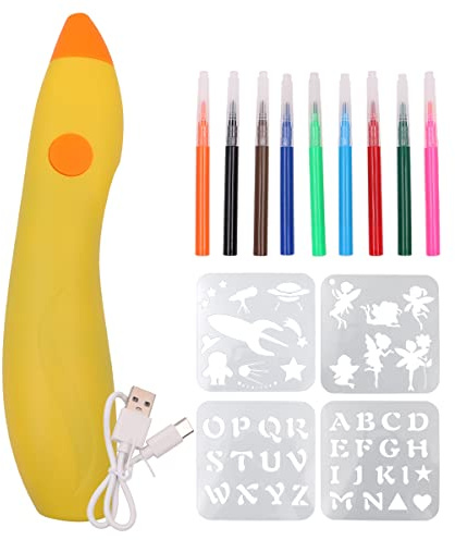 POFET Penna a spruzzo per Vernice Spray Graffiti Penna a spruzzo per Vernice elettrica USB con 12 Penne Colorate ad Acqua e 4 Carte fustellate per Disegno pittorico