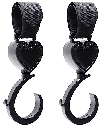 Newwyt 2 Stück Kinderwagen-Haken Kinderwagen-Taschenhaken Fahrrad-E-Bike-Haken 360 Grad drehbare Kinderwagen-Einkaufshaken Kinderwagen-Aufhänger-Haken ABS