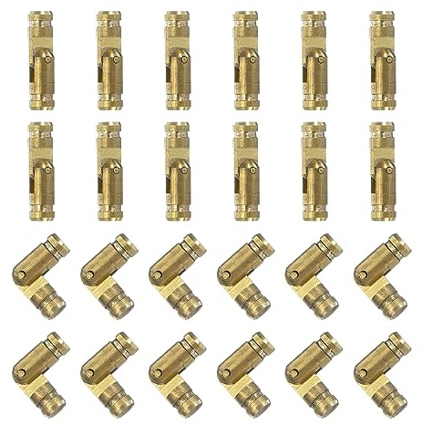 QUARKZMAN 40 st osynliga mässingsgångjärn 4 x 15 mm mässing dolda gångjärn vikbart stöd cylindriska dolda små tunna gångjärn för smyckeskrin