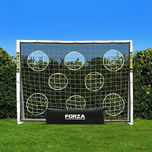 FORZA But de Football en PVC de 2,4 m x 1,8 m | Cage de Foot de Jardin Résistante aux Intempéries | Mur de Tir, Ballon et Sac en Option | Entraînement à la Maison (But + Sac + Mur de Tir)