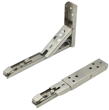 MJINA 2PCS 8/10/12/14 Zoll Edelstahl Klapp Dreieck Regal Halterung Einstellbar Weiß Unterstützung Wand Halterung Schwarz Bank Tisch Halterung(Black 14 Inch)