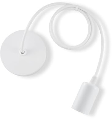 Vecys White Pendant Light Fitting,Ceiling Fitting Set with 100cm Adjustable Flexible Cable,E27 Screw Lamp Holder for Ceiling Pendant(1PCS)