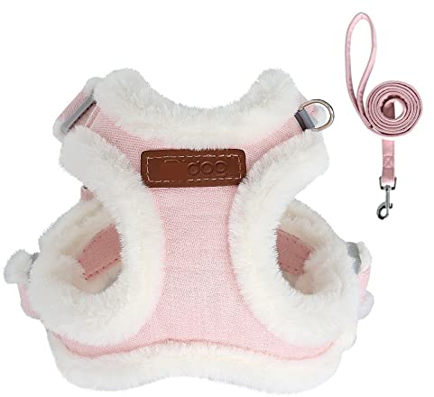 EUTYRG Hundegeschirr, warm gepolstert, Hundegeschirr und Leine, Set für kleine und mittelgroße Hunde, Katzenweste, Geschirre mit Haustierleine, Chihuahua (Rosa M)