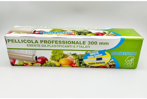 Pellicola Alimenti 300 Pellicola Trasparente Metri Rotolo Alimentare Professionale con Box - Varie quantità (1)