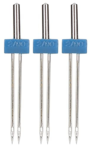 3Pcs Double Needles Pins Stainless Steel Threading and Hooking Stitches with Small Plastic Box for Most Sewing Machines (Double Machine Needle 2MM-3 Pieces/Bag)