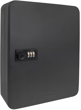 Idena 50120 - Cassetta portachiavi in metallo, armadietto nero con serratura a combinazione, circa 30 x 24 x 8 cm, incl. 36 etichette per chiavi e adesivi numerici