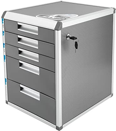 Caja de metal con cierre de 5 compartimentos, almacenamiento de documentos, 5 compartimentos, aleación de aluminio, caja de almacenamiento de documentos, robusta y estable de aleación de aluminio