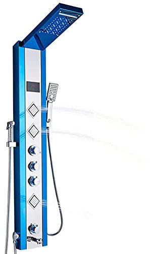 Led duschpanel tornsystem Digital display duschpelare i rostfritt stål duschpanelsystem med duschhuvud, handdusch, kroppsstrålar, badkar Spo