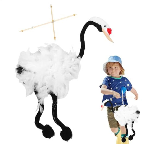 Crane Marionette Puppet, Streichpuppen | Weiche handgefertigte Kranpuppe mit Pull -Saiten - Fun Stoffed Plüschholz interaktive pädagogische Puppenhandwerk für interaktives Spiel und Lehren