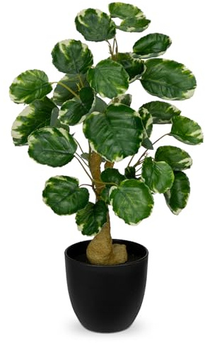 18 Inch Fake Money Tree Plant Indoor Potted Plants Artificial Pachira Money Tree Small Faux Plants in Black Pot Good Luck Excellent Gift Fortune Plant