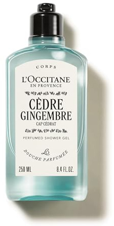 L'OCCITANE - Gel Douche Cèdre Gingembre (anciennement Cap Cédrat) - 250 ml - Formule sans aluminum et sans alcool - Fabriqué en France