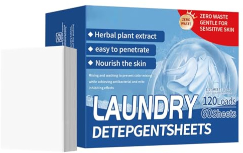 Clothes Detergent Sheets | 120 Loads Travel Laundry Soap Sheets for Washer,Long-Lasting Fresh Scent Wash Strips for Daily Home Travel Hotel Cruise Camping Trip RV Life