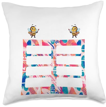 Spelling Bee Paint Brush Color Draw Shape Craft Glue Sketch Throw Pillow