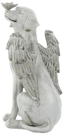 SHINEOFI Estatua Conmemorativa para Perro Ángel de Resina Tallada, Marcador de Tumba Mediano para Jardín Exterior, Figura Memorial de Mascota para Espacio al Aire Libre