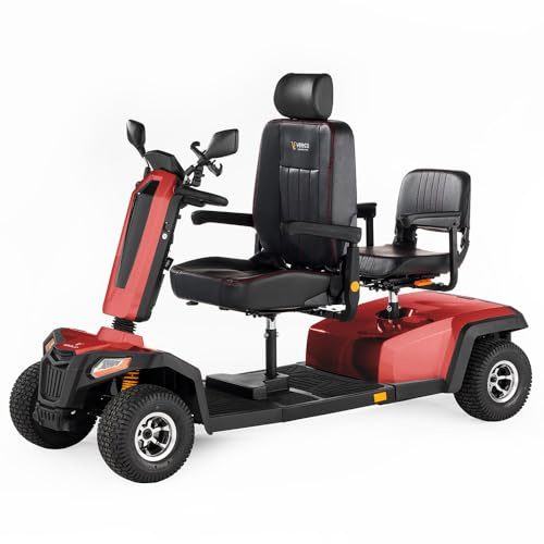 VELECO SHARPY TWIN – Veicolo elettrico a quattro ruote per 2 persone – motore potente e batteria a lunga durata – due posti (Rosso)