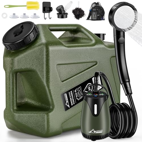 WADEO Campingdusche mit 20L robustem Wasserkanister, Tragbare Camping Dusche Outdoor Set mit Pumpe und Wasserbehälter, für Camping, Garten, Strand, Wandern