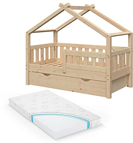 VitaliSpa Hausbett Design, Naturholz, 70x140 cm