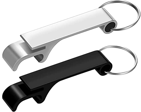 2 Pcs Bottle Opener Keyring, Bottle Opener Keychain Small Beer Openers Pocket Mini Key Ring Bottle Openers for Daily Use Home Pub Bartenders Bar, Christmas Gifts for Men Dad