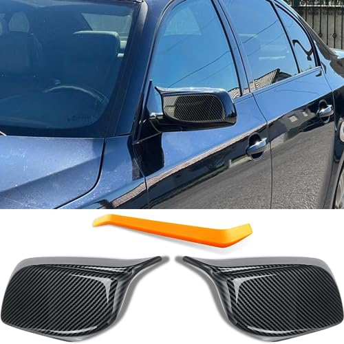 Auto Außenspiegel Abdeckung Spiegelkappen Rückspiegelabdeckkappen Ersatz Passend für 2002-2010 BMW 5er E60 E61 6er E63 E64 Tuning Zubehör Aussen - Kohlefilm Schwarz