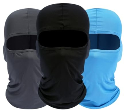 QHFlashbuy Máscara pasamontañas,Pasamontañas Mujeres Hombres de 3 Piezas,Máscara Unisex de Licra Transpirable a Prueba de Viento para Correr al Aire Libre Motocicleta Ciclismo Deporte