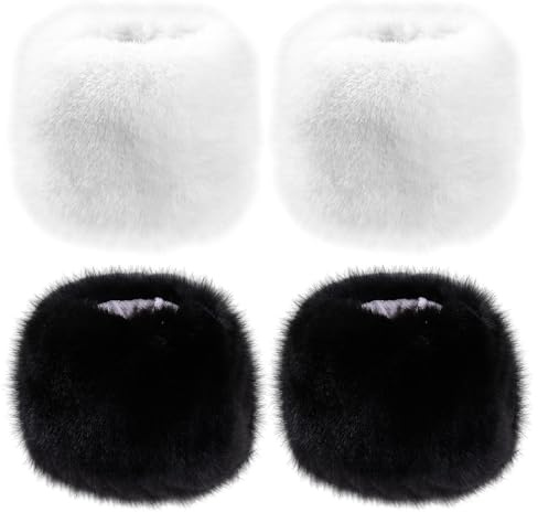 OAAO 2 Pairs Fluffy Warm Gloves, Women's Winter Wrist Cuffs, Hand Loops, Thickened Wrist Guards